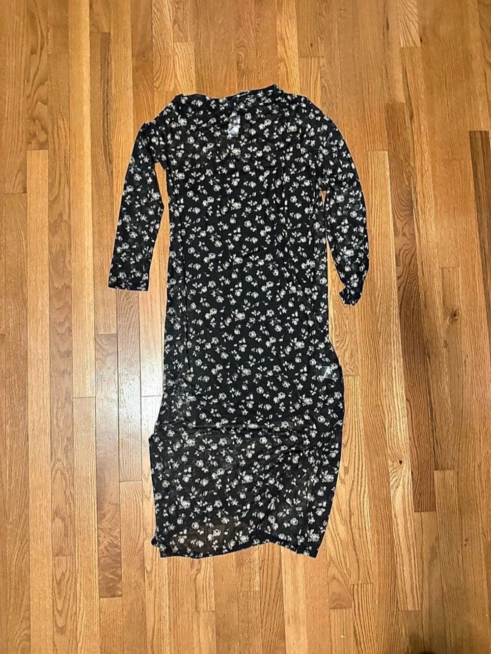 Gap Floral Maxi Mesh Dress in Black & White Size Large NWT